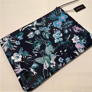 BANANA REPUBLIC Floral Cosmetic Bag - Blue and Pink Clutch Pouch Purse NWT New